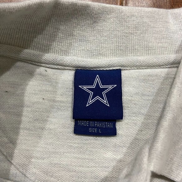 NFL Dallas Cowboys Football Light Grey Polo Shirt Cotton Men's Size Large - Picture 7 of 7